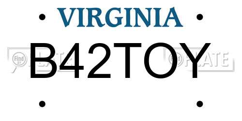 B42TOY Virginia License Plate