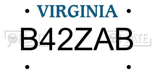 B42ZAB Virginia License Plate