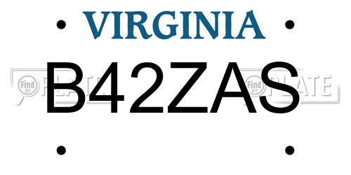 B42ZAS Virginia License Plate