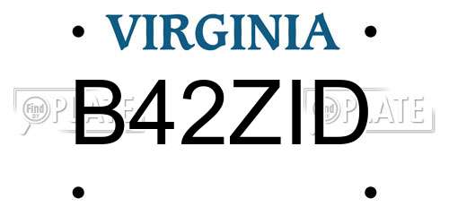 B42ZID Virginia License Plate