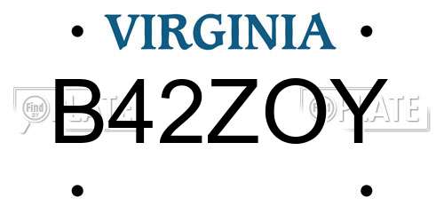 B42ZOY Virginia License Plate