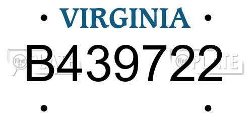 B439722 Virginia License Plate