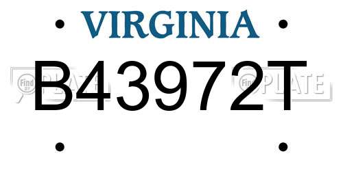 B43972T Virginia License Plate