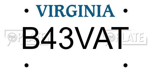 B43VAT Virginia License Plate