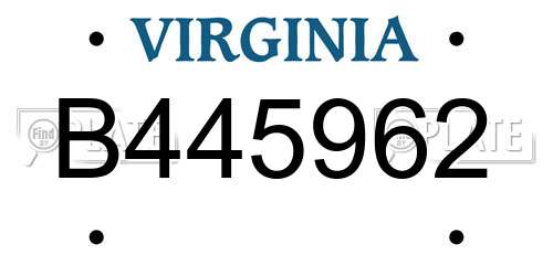 B445962 Virginia License Plate