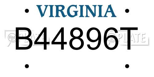 B44896T Virginia License Plate