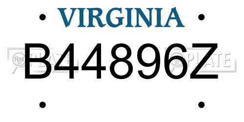 B44896Z Virginia License Plate