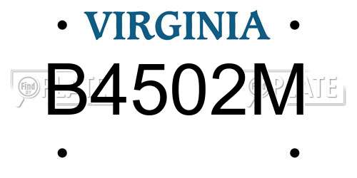 B4502M Virginia License Plate