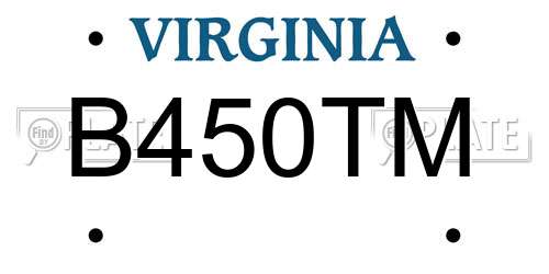 B450TM Virginia License Plate