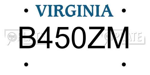 B450ZM Virginia License Plate