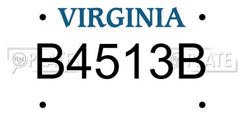 B4513B Virginia License Plate