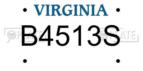 B4513S Virginia License Plate