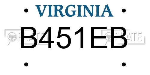 B451EB Virginia License Plate
