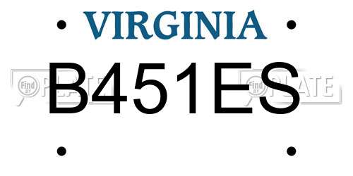 B451ES Virginia License Plate