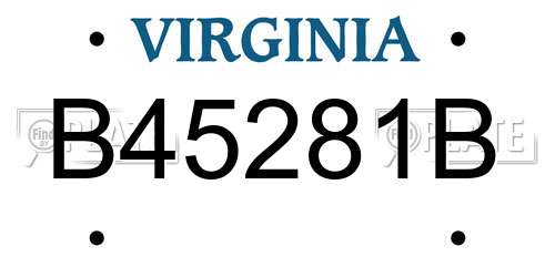 B45281B Virginia License Plate