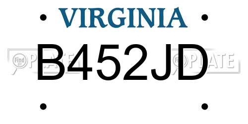 B452JD Virginia License Plate