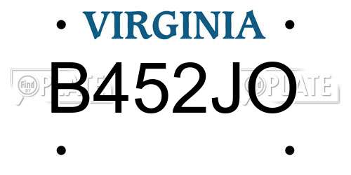 B452JO Virginia License Plate