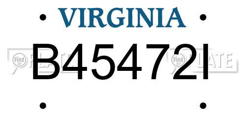 B45472I Virginia License Plate