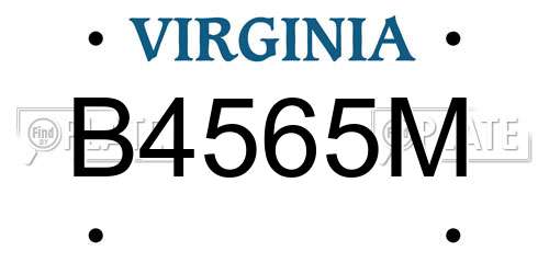 B4565M Virginia License Plate