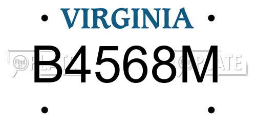 B4568M Virginia License Plate