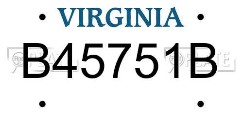 B45751B Virginia License Plate
