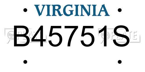B45751S Virginia License Plate