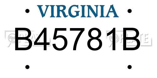 B45781B Virginia License Plate