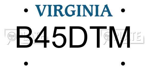 B45DTM Virginia License Plate