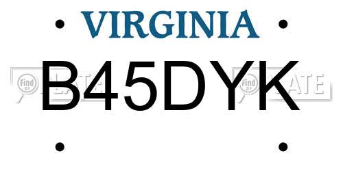 B45DYK Virginia License Plate