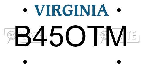B45OTM Virginia License Plate