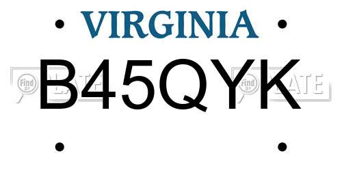 B45QYK Virginia License Plate