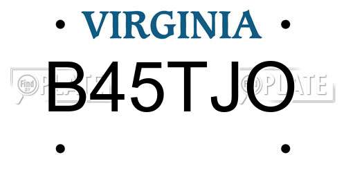 B45TJO Virginia License Plate
