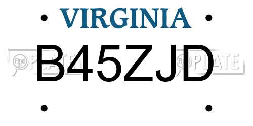 B45ZJD Virginia License Plate