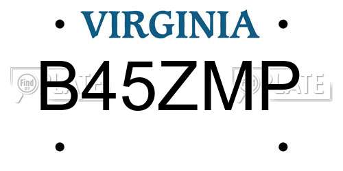 B45ZMP Virginia License Plate