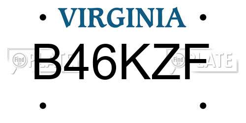 B46KZF Virginia License Plate