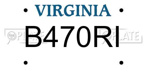B470RI Virginia License Plate