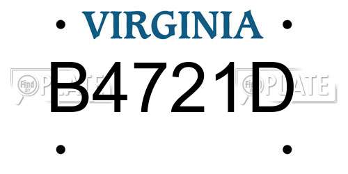 B4721D Virginia License Plate