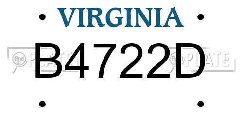 B4722D Virginia License Plate