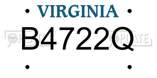 B4722Q Virginia License Plate