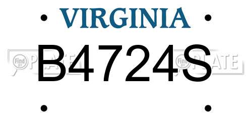 B4724S Virginia License Plate