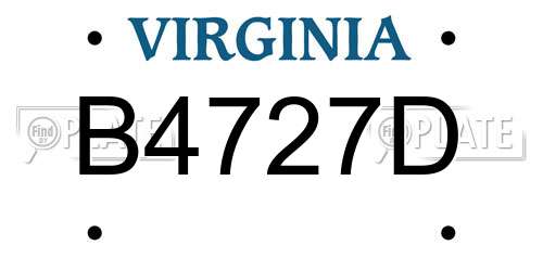 B4727D Virginia License Plate