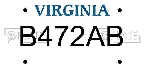 B472AB Virginia License Plate