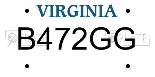 B472GG Virginia License Plate