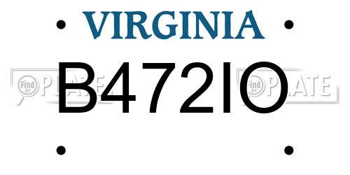 B472IO Virginia License Plate