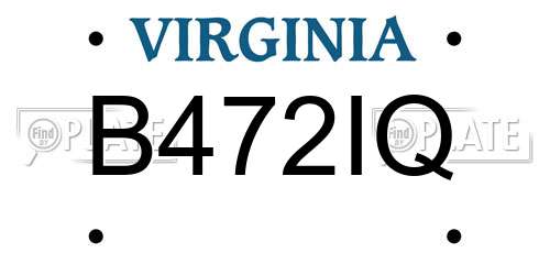 B472IQ Virginia License Plate