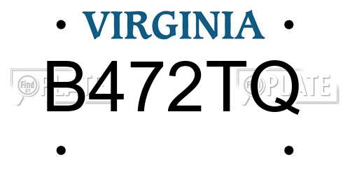 B472TQ Virginia License Plate