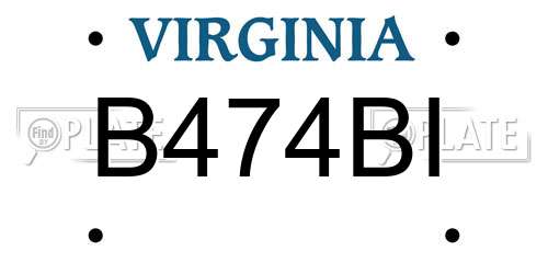 B474BI Virginia License Plate