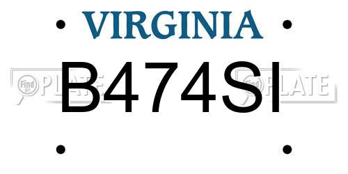 B474SI Virginia License Plate