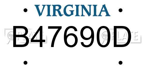 B47690D Virginia License Plate