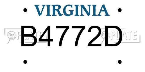 B4772D Virginia License Plate